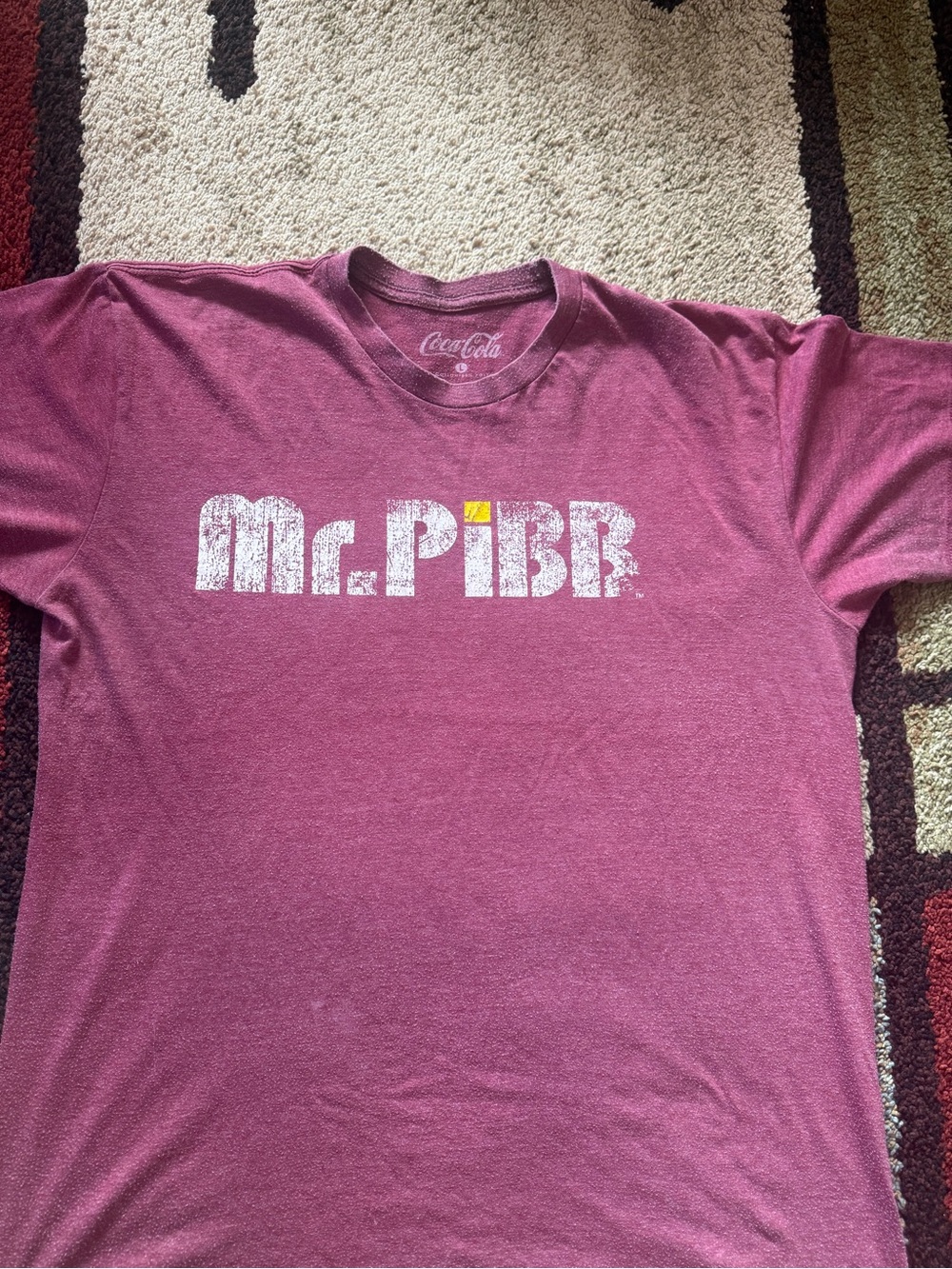 Coca Cola Mr. Pibb Distressed Logo Tee - Maroon